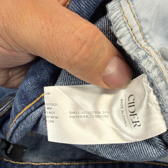 Cider Jeans Women's Large Wide Leg Blue Asymmetrical Crossover High Rise Baggy - Picture 4 of 11